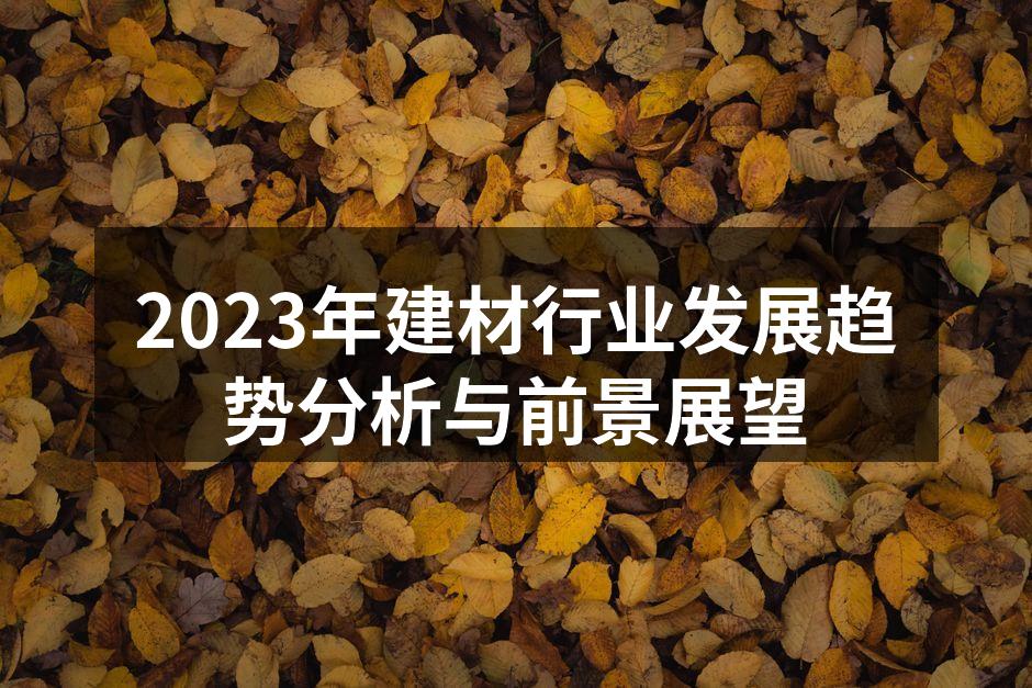 2023年建材行业发展趋势分析与前景展望